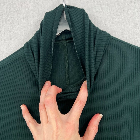 ENZA COSTA Compact Silk Rib Dress Women Medium Green Long Sleeve Turtleneck Midi - Picture 10 of 14